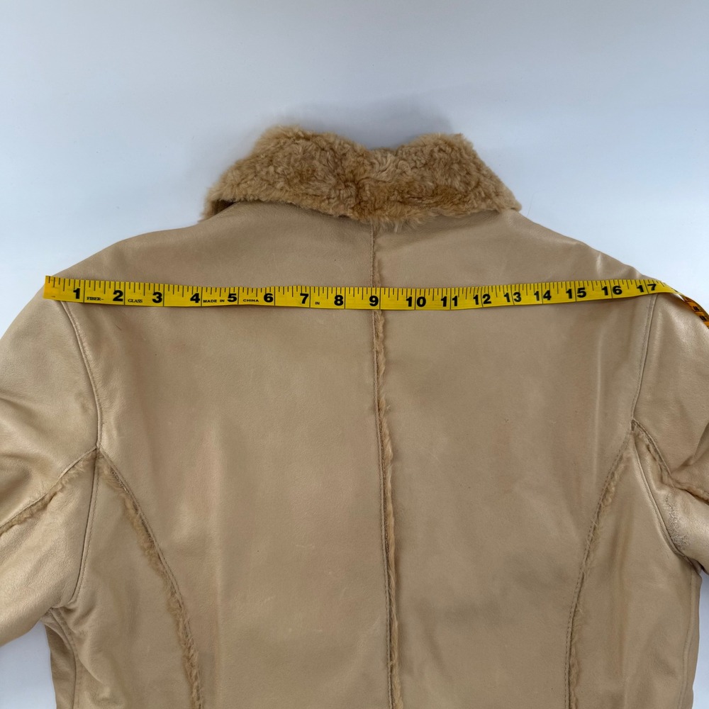 Leather Limited Shearling Coat Womens Medium Tan Good Penny Lane Genuine Leather - Picture 10 of 13